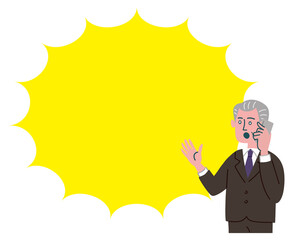 スーツ　男性　シニア 中年　携帯電話　驚いている　衝撃
