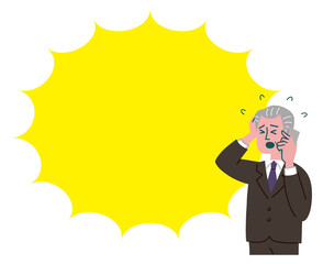 スーツ　男性　シニア 　携帯電話　焦っている　衝撃
