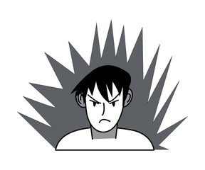 Manga angry man character drawing from traditional japanese comics