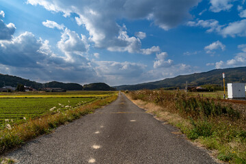 Local path are running in countryside,  JAPAN.