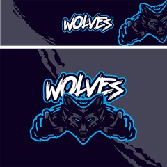 wolves premium mascot logo template