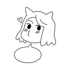 Manga woman character drawing with replica shape expressing love and kiss