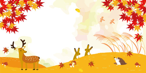 秋の風景　背景イラスト © perori