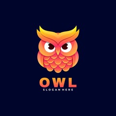 Vector Logo Illustration Owl Gradient Colorful Style.