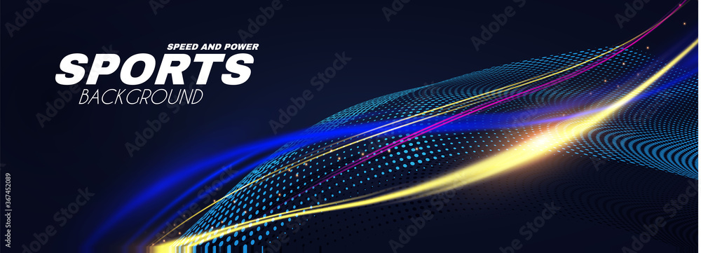 Wall mural abstract sport background with motion elements. light dynamic effect.