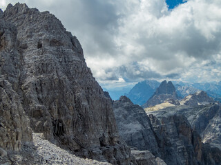 Rotwand via ferrata near Sexten in the Dolomites