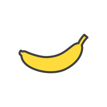 Banana outline icon isolated on white. Color vector icon.