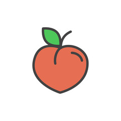Peach outline icon. Color vector icon.