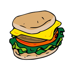 チーズハンバーガーのイラスト