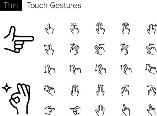 Touch Gestures Thin line Vector Icons set