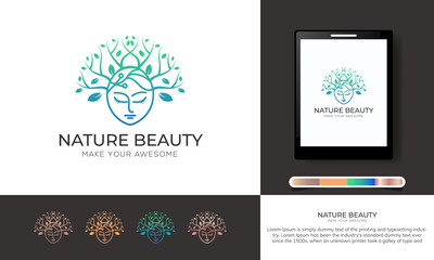 Natural beauty logo template. salon, cosmetic, skincare, and spa vector logo 