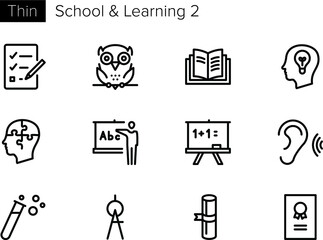 Education, School and Learning Line Vector icons set 2