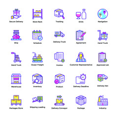 Logistic Delivery Flat Icons Set 