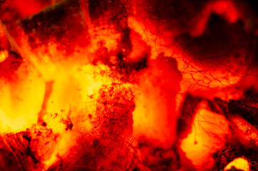 Warm colors for fire with coal texture