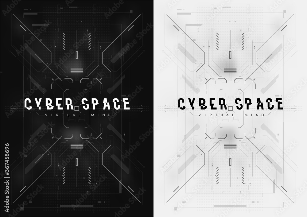 Poster cyberpunk futuristic poster. tech abstract poster template with hud elements. modern flyer for web a