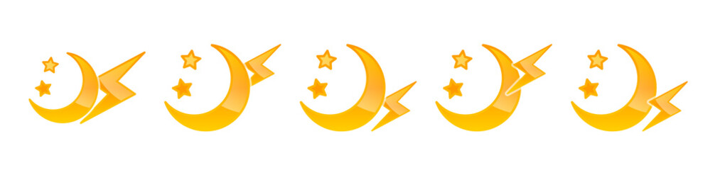 天気アイコン（月＆星メインの雷セット）
