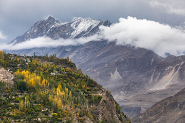 Mountain village in hunza river valley gilgit baltistan , Pakistan Northern areas 