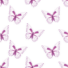 Butterfly seamless pattern vector on isolated white background.