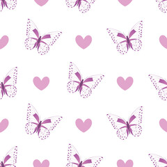 Fototapeta na wymiar Butterfly seamless pattern vector on isolated white background.