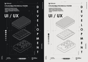 User experience, user interface in e-commerce. design and development, testing, SEO, social marketing, to publishing and launch. Concept of Hud poster with UI UX elements.