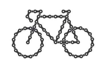 Vector bicycle symbol created using a chain. Isolated on white background.