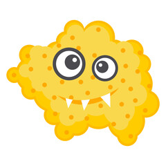 
Amoeba with offended facial expression, flat icon of microbe  
