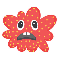 
Microbe with offended facial expression, flat icon of microbe  
