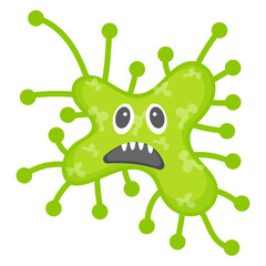 
Amoeba with offended facial expression, flat icon of microbe  
