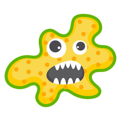 
Microbe with offended facial expression, flat icon of microbe  

