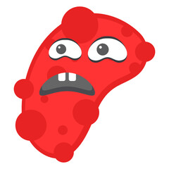 
Amoeba with offended facial expression, flat icon of microbe  
