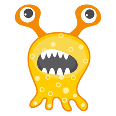 
Flat icon of monster bacteria, protozoan organism 
