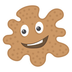 
Amoeba with offended facial expression, flat icon of microbe  
