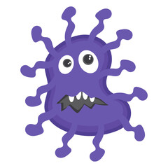 
Amoeba with offended facial expression, flat icon of microbe  
