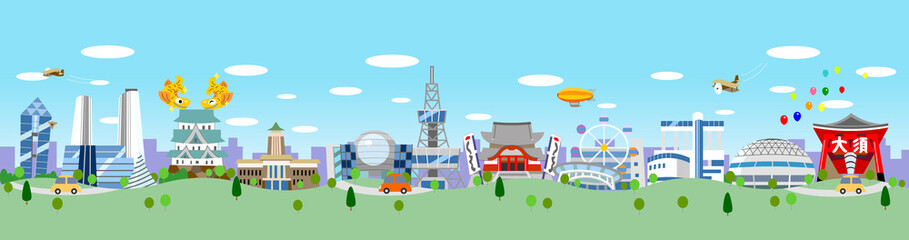 観光地街並みイラスト　名古屋編