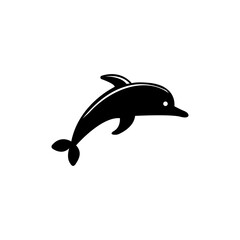 Dolphin Jumped, Sea Animal Silhouette. Flat Vector Icon illustration. Simple black symbol on white background. Dolphin Jumped, Sea Animal Silhouette sign design template for web and mobile UI element.