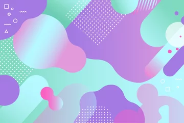 Fotobehang Abstract modern background. Creative liquid design of backdrop with gradient colors. Trendy pop art composition from liquid forms in memphis style. Dynamic decoration design vector illustration. © studioworkstock