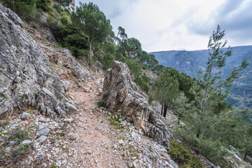 Tourist path in Kadisha Valley also spelled as Qadisha in Lebanon
