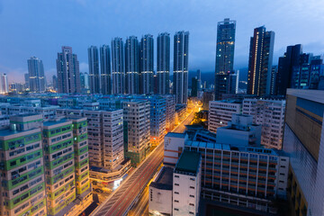 Fototapeta na wymiar Overhead view of Hong Kong apartment buildings
