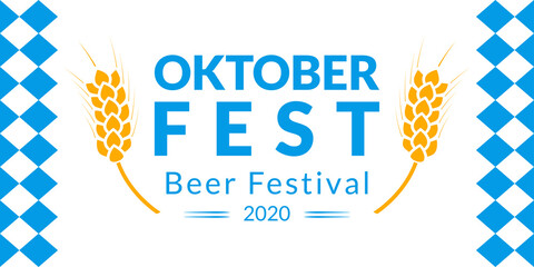Oktoberfest banner design. Beer fest in October logo. German festival poster, sign, flyer, invitation card template. Vector illustration.
