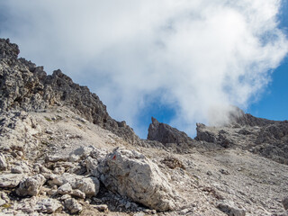 Rotwand via ferrata near Sexten in the Dolomites