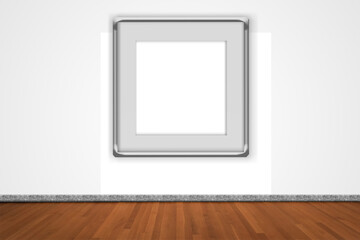 creative set on white wall, decorative image  frame with beautiful borders, mock up with copy space for photo or picture.