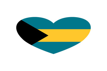 Bahamas flag in the heart shape. Isolated on a white background.