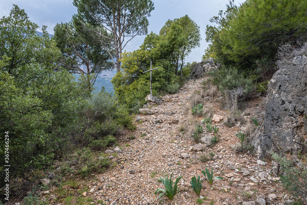 Wall mural Hiking path in Kadisha Valley also spelled as Qadisha in Lebanon