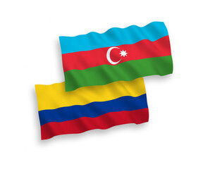 Flags of Azerbaijan and Colombia on a white background