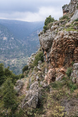 View from hiking path in Kadisha Valley also spelled as Qadisha in Lebanon
