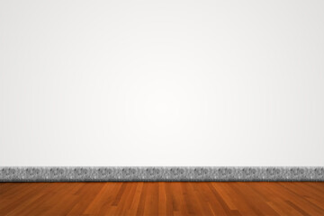 empty white wall with wooden floor brown wood flooring with  copy space