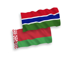 Obraz premium Flags of Republic of Gambia and Belarus on a white background
