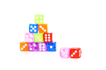 various dice with white background