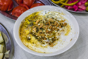 Fatteh bil laban, traditional Lebanon dish in Beirut restaurant