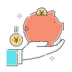 Piggy bank related color line vector icon, illustration